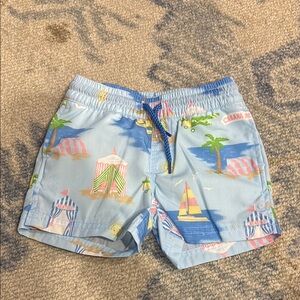 NWT TBBC Blue Beach Print swim trunks